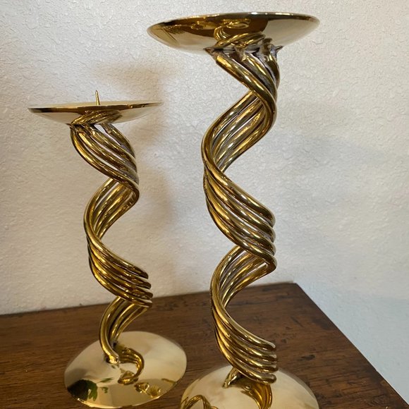 Brass Twisted Candleholders - Picture 6 of 6